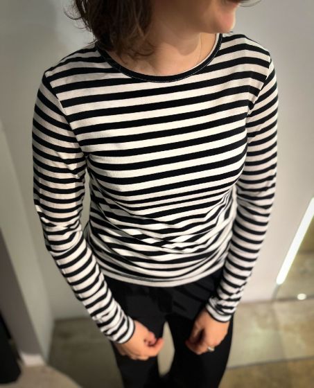 Second Female Melina O Neck Tee Black Streep