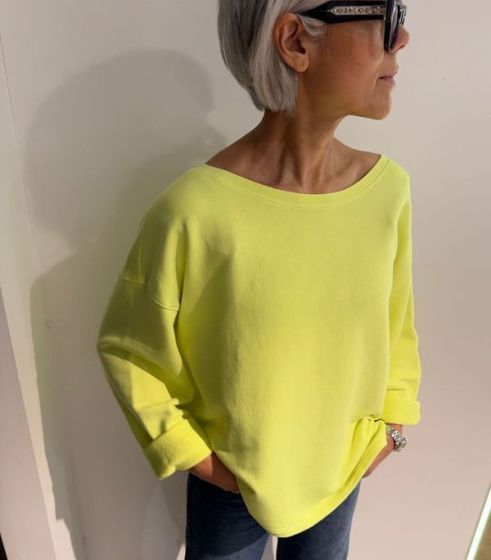 American Vintage Dames Sweater HAPY03A Jaune Fluo