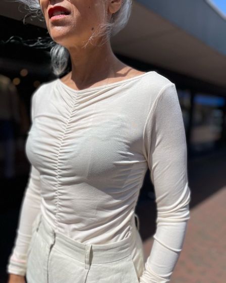 Samsoe dames top Ulrika v-n beige