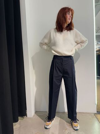 Zenggi Cropped Cotton Pleated Pants Midnight Blue