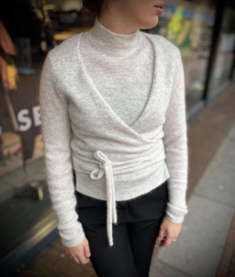 Second Female Brookline Knit Wrap T-neck Moonbeige