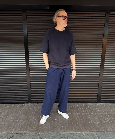 Universal Works Short Sleeve Sweatshirt Navy