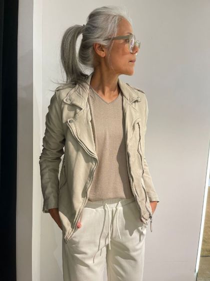 Alter Ego dames leren jasje Catherine Off White