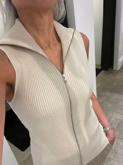 Samsoe dames top Luna turtleneck zip whitecap