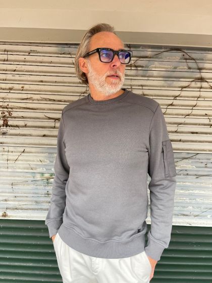 Wahts heren sweater Moore with pocket Mid Grey