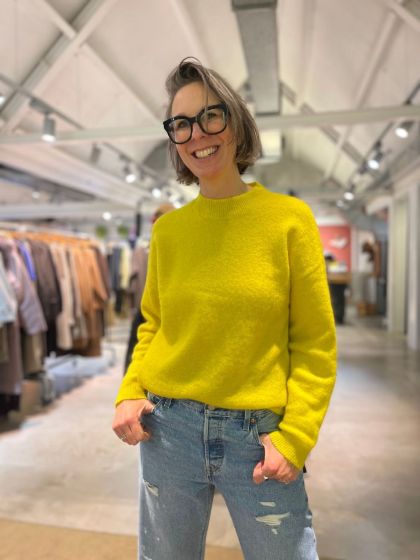 Second Female Brooke Knit Oversized O Neck Geel