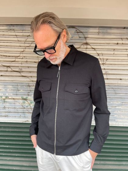 Samsoe Samsoe heren vest Kato zip shirt zwart