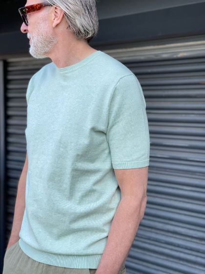 Saint Steve korte mouw trui Boudewijn Pale Aqua