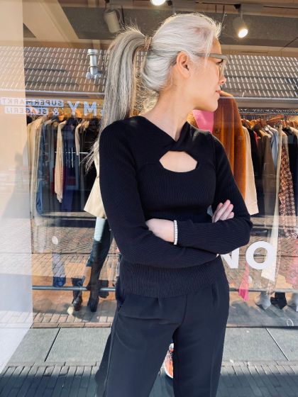 Samsoe dames top Everly crew neck zwart