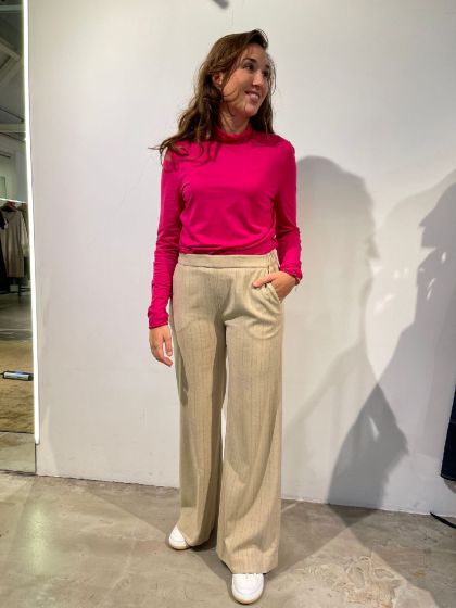 Diega dames broek 6811 beige krijtstreep