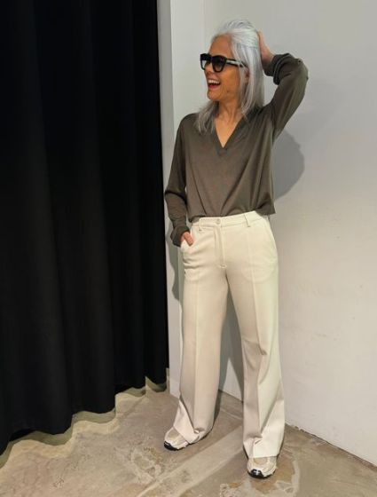 Zenggi relaxed flared pants Cream