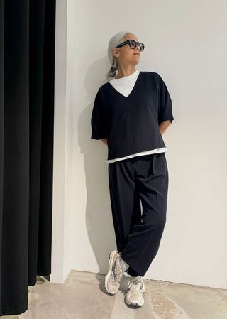 Zenggi cropped flowy pleated pants Midnight Blue