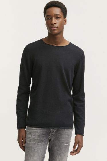 Denham heren trui Ingo knit raw edge zwart