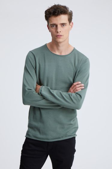 Denham heren trui Ingo knit raw edge groen