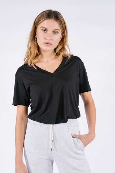 Âme v-hals t-shirt Dalton zwart