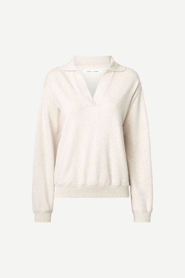 Samsoe Samsoe dames sweater Elli polo White mel.