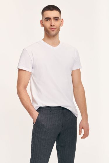 Samsoe Samsoe heren t-shirt Kronos V-neck wit