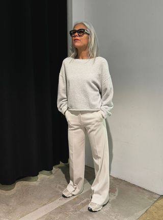 American Vintage cropped sweat KOD03AH polar chine