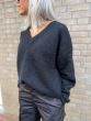 Second Female Brook Knit Oversized V Neck Black