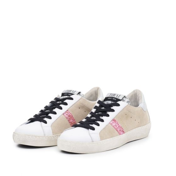 Toral dames sneaker zand met glitterdtails