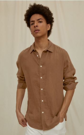 Drykorn heren blouse Ruben bruin